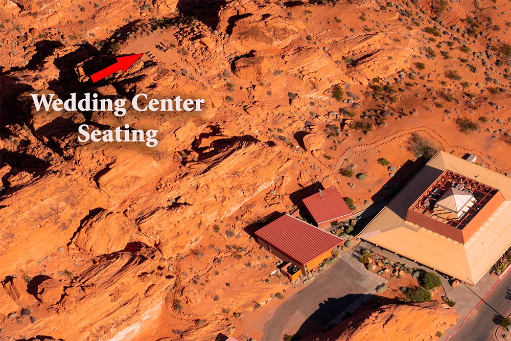 Aerial view of the Valley of Fire Wedding Center
